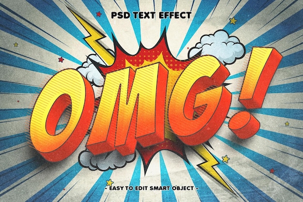 PSD effet de texte modifiable dans le style de bande dessinée omg