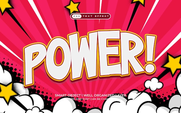 Effet de texte modifiable dans le style de la bande dessinée Pop Art Power