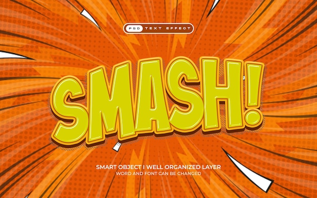Effet de texte modifiable dans le style de la bande dessinée Smash