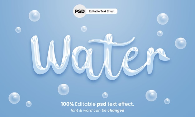 Effet de texte modifiable de l'eau 3d psd effet de texte de l'eau