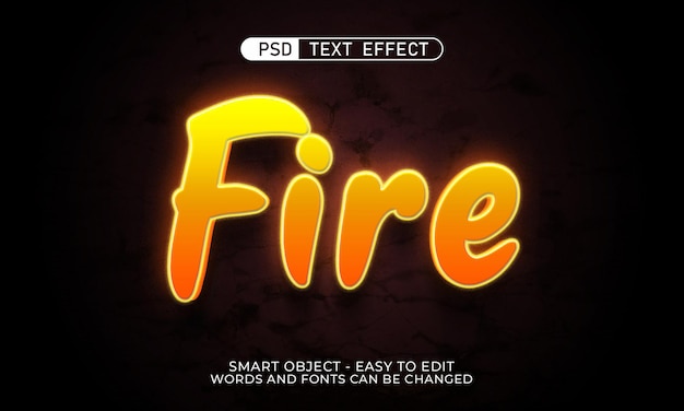 PSD effet de texte modifiable feu style 3d