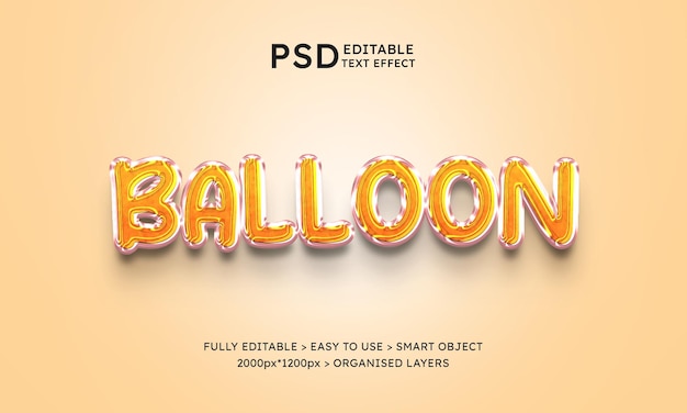 PSD effet de texte modifiable en feuille de ballon 3d