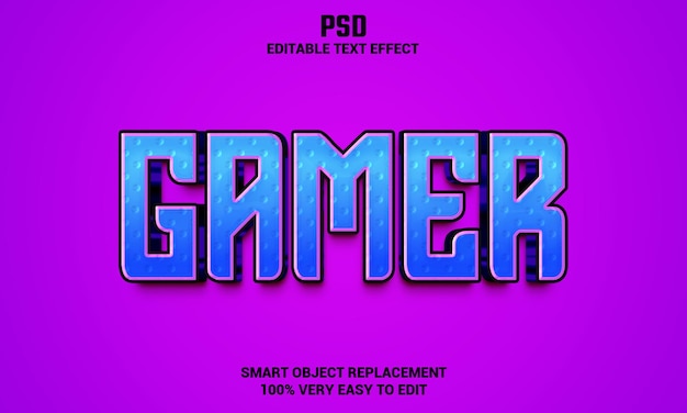 PSD effet de texte modifiable gamer 3d avec arrière-plan psd premium