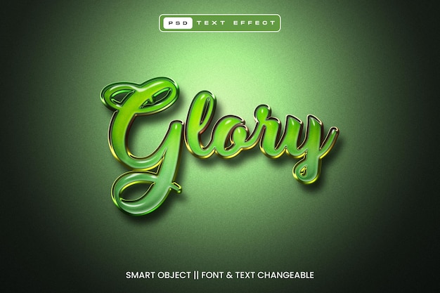 Effet de texte modifiable Glory vert brillant