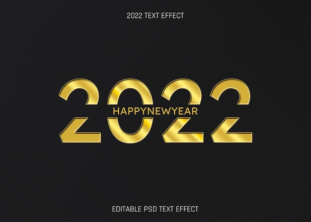 Effet De Texte Modifiable Golden 2022 Happy New Year Sur Fond Noir