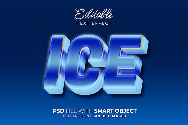 Effet de texte modifiable en gras de glace bleue 3d
