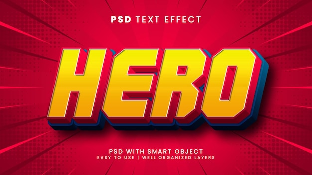 Effet De Texte Modifiable Hero 3d Avec Un Style De Texte Super Et Comique