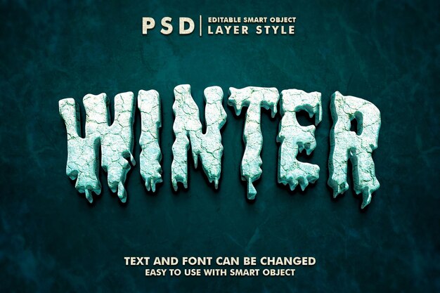 PSD effet de texte modifiable en hiver