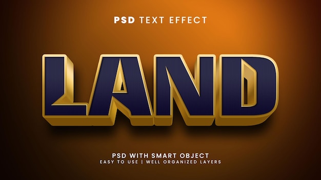 Effet de texte modifiable Land 3d avec style de texte terre et maison