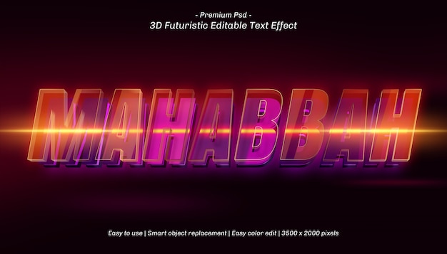 Effet De Texte Modifiable Mahabbah 3d