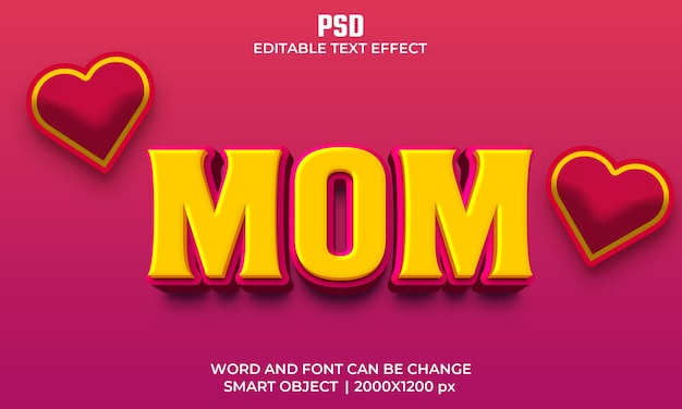 PSD effet de texte modifiable maman 3d psd premium