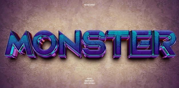 PSD effet de texte modifiable monster 3d