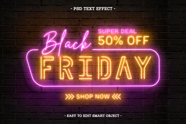 Effet de texte modifiable Neon Black Friday