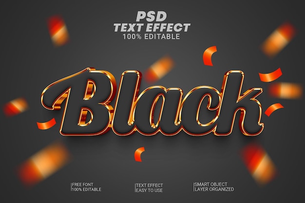 PSD effet de texte modifiable noir de style 3d