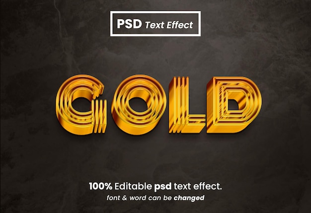 PSD effet de texte modifiable en or 3d