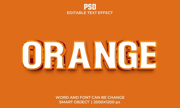 Effet de texte modifiable orange 3d Premium Psd avec arrière-plan