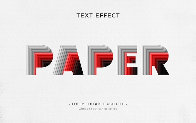 PSD effet de texte modifiable papier fond blanc