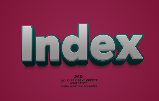 Effet de texte modifiable pour l'index PSD 3d