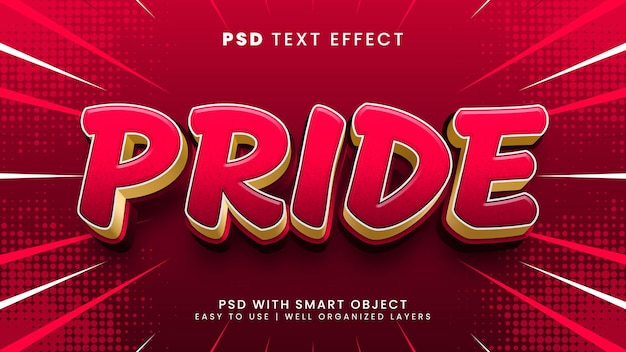 Effet De Texte Modifiable Pride 3d Avec Un Style De Texte Fort Et Héros