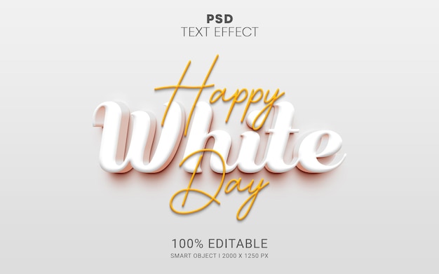 Effet de texte modifiable PSD Happy White Day