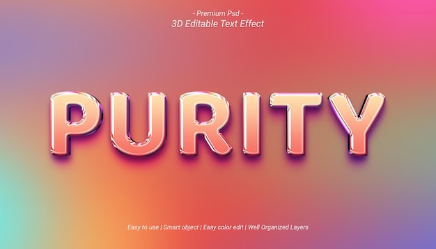 PSD effet de texte modifiable de pureté 3d