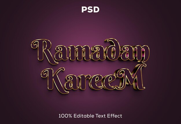 PSD l'effet de texte modifiable ramadan kareem 3d