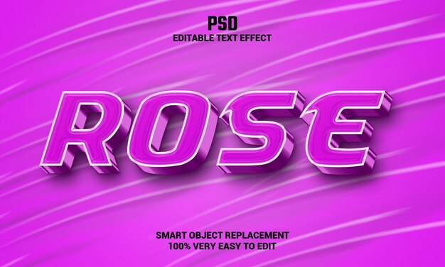 Effet De Texte Modifiable Rose 3d Avec Fond PSD Premium