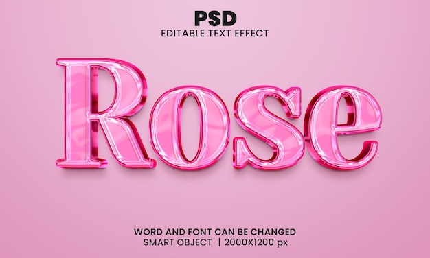 PSD effet de texte modifiable rose 3d premium psd avec arrière-plan