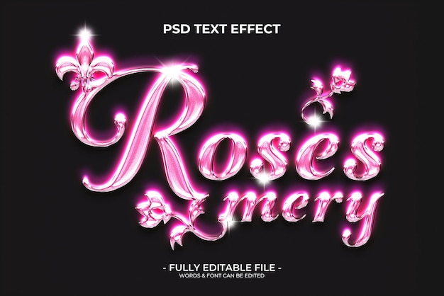 PSD effet de texte modifiable rose rose