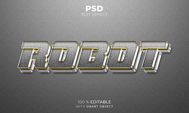 PSD effet de texte modifiable silver robot 3d