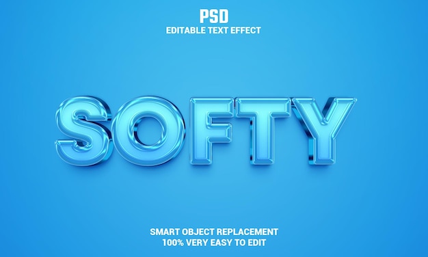 Effet De Texte Modifiable Softy 3d Avec Arrière-plan Psd Premium