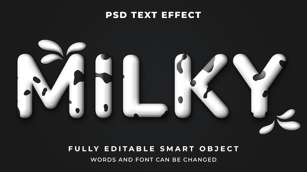 PSD effet de texte modifiable splash milky