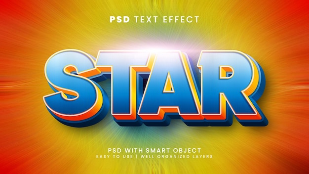 Effet de texte modifiable Star 3d avec un style de texte brillant et meilleur