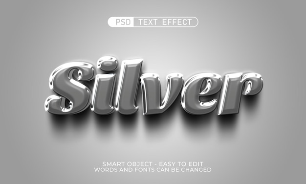 Effet de texte modifiable style 3d argenté