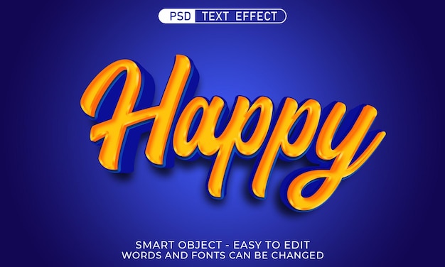 PSD effet de texte modifiable style 3d heureux