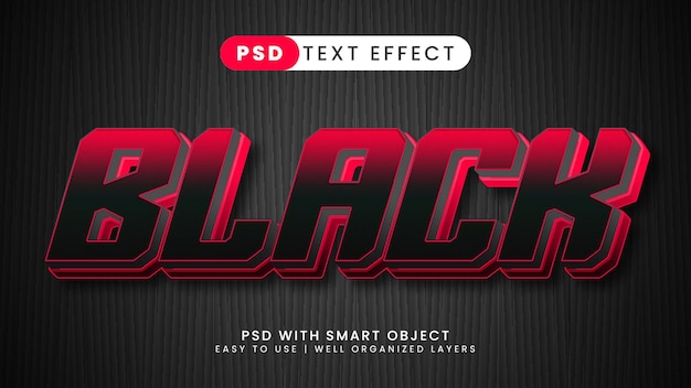 Effet De Texte Modifiable Style De Police Noir 3d Rouge Et Ombre