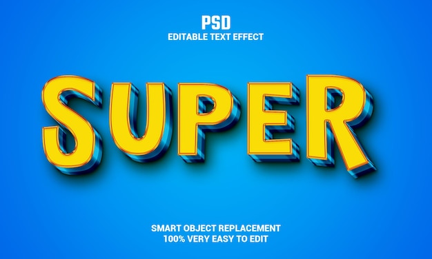 Effet De Texte Modifiable Super 3d Avec Arrière-plan Psd Premium