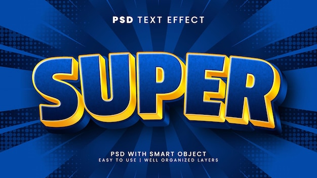Effet de texte modifiable super 3d avec style de texte enfants et héros