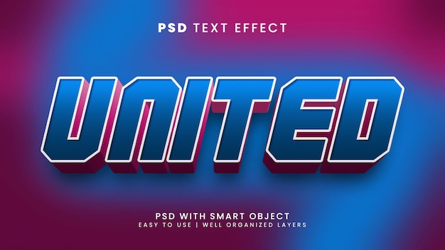 Effet De Texte Modifiable United 3d Avec Style De Texte De Pays Et De Voyage