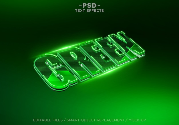 Effet De Texte Modifiable Vert 3d