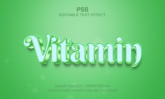 Effet De Texte Modifiable De Vitamine 3d Photoshop Avec Arrière-plan