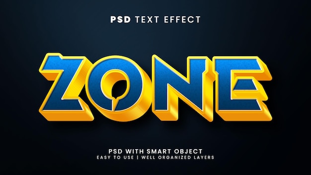 Effet de texte modifiable Zone 3d avec style de texte de vie et de voyage