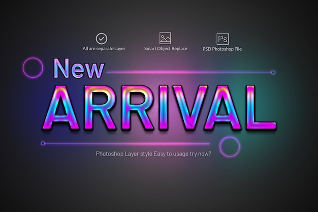 PSD effet de texte néon coloré