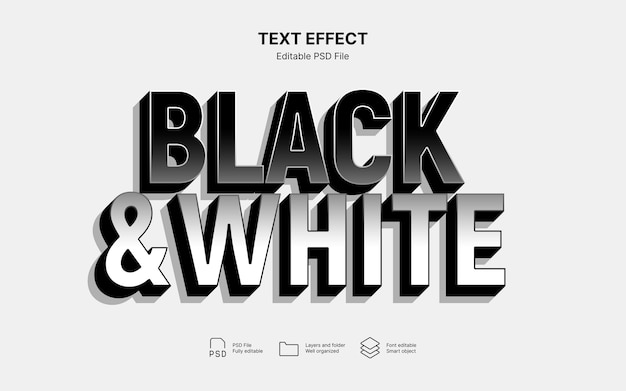 PSD effet de texte en noir et blanc