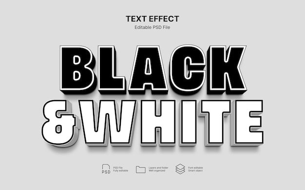 PSD effet de texte en noir et blanc