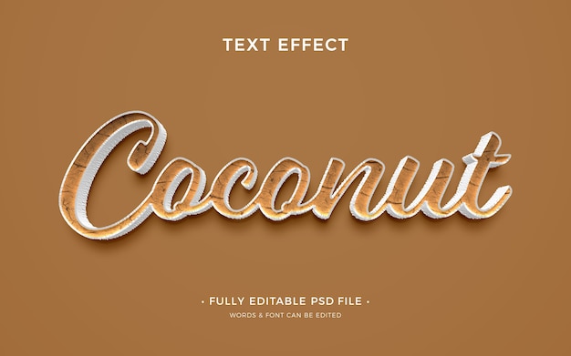 PSD effet de texte de noix de coco