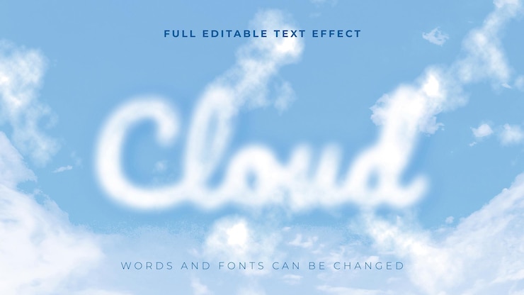 PSD effet de texte en nuage blanc