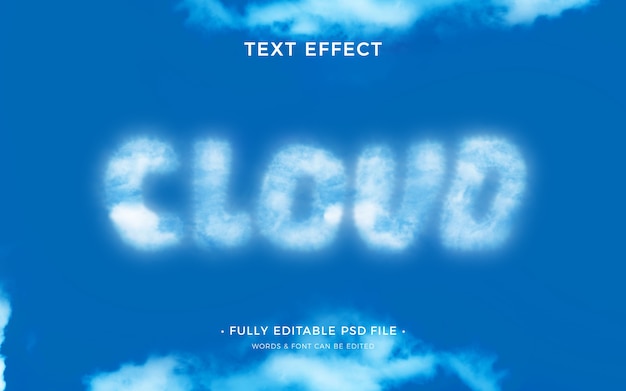 PSD effet de texte de nuages