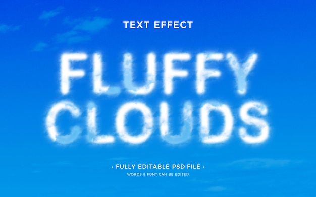 PSD effet de texte de nuages