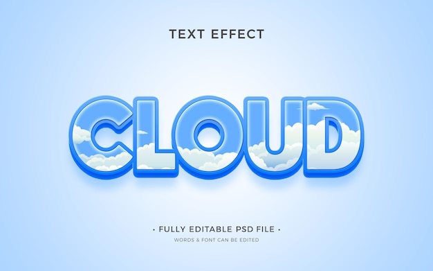PSD effet de texte de nuages